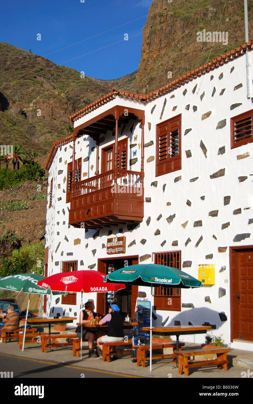 Mountain restaurant, Masca village, The Teno, Tenerife, Canary Islands, Spain Stock Photo