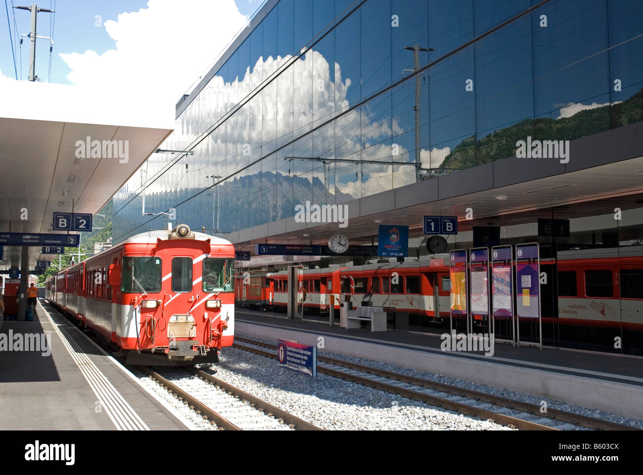 Visp train station, Switzerland Stock Photo