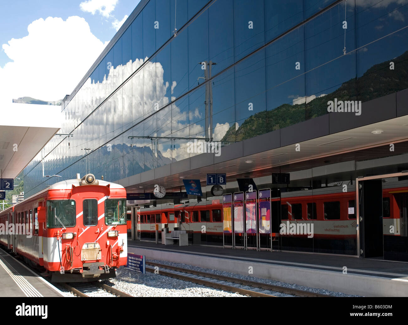 Visp train station, Switzerland Stock Photo