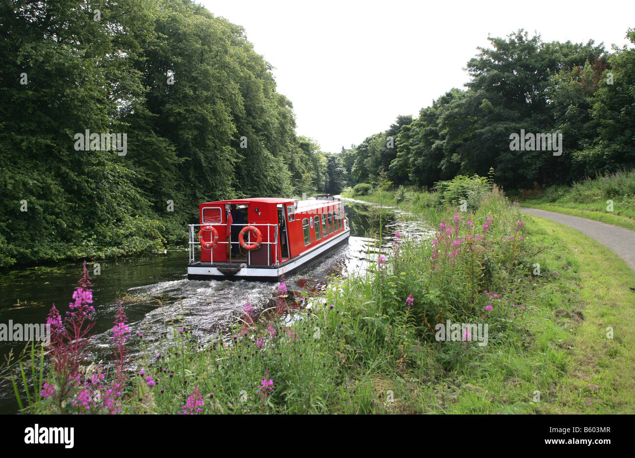 SEAGULL TRUST CANAL BOAT ON THE FORTH & CLYDE CANAL AT CADDER,NEAR GLASGOW, SCOTLAND; UK; Stock Photo