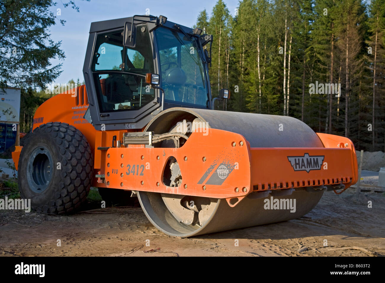 Hamm 3412 compactor ,  road roller , drum roller , Finland Stock Photo