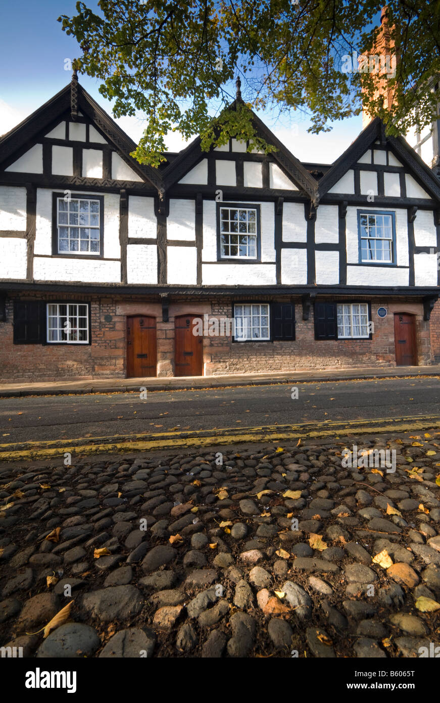 The Nine Houses in Autumn, Park Street, Chester, Cheshire, England, UK Stock Photo