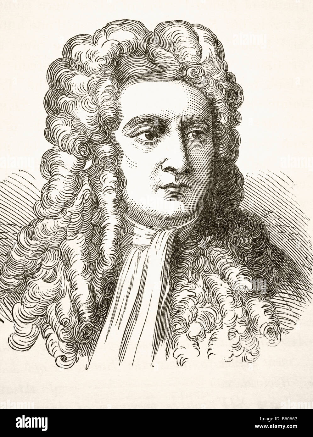 Sir Isaac Newton, 1642 - 1727. English physicist and mathematical scientist. Stock Photo