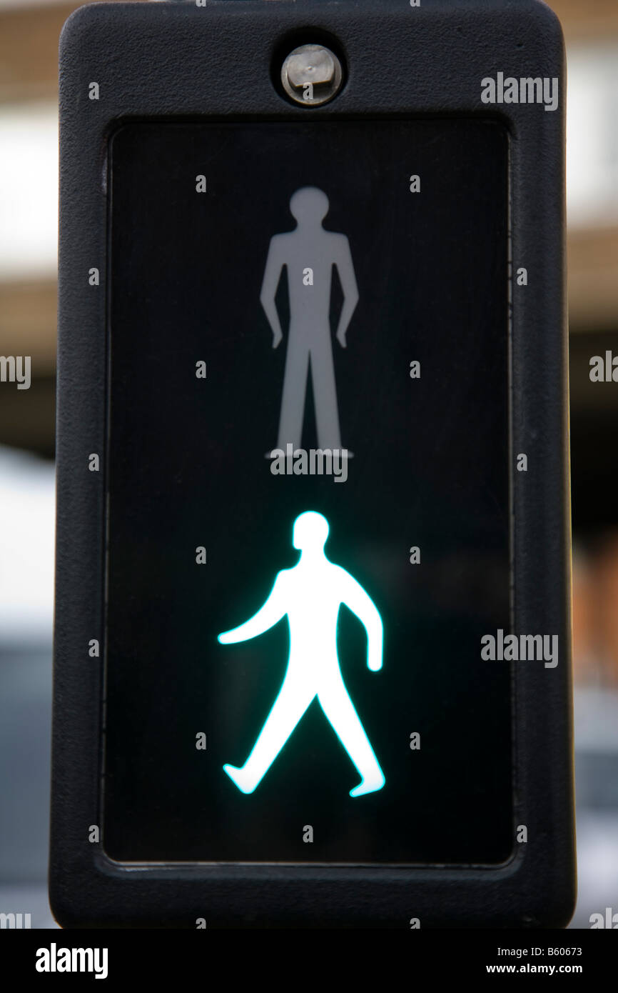 A pedestrian crossing showing the green 'go' sign, Guildofrd, Surrey, England. Stock Photo