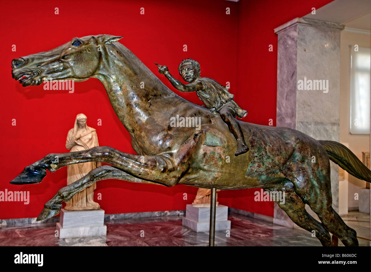 The jockey of Artemision Artemis Bronze boy on horse Greek Greece Museum Stock Photo