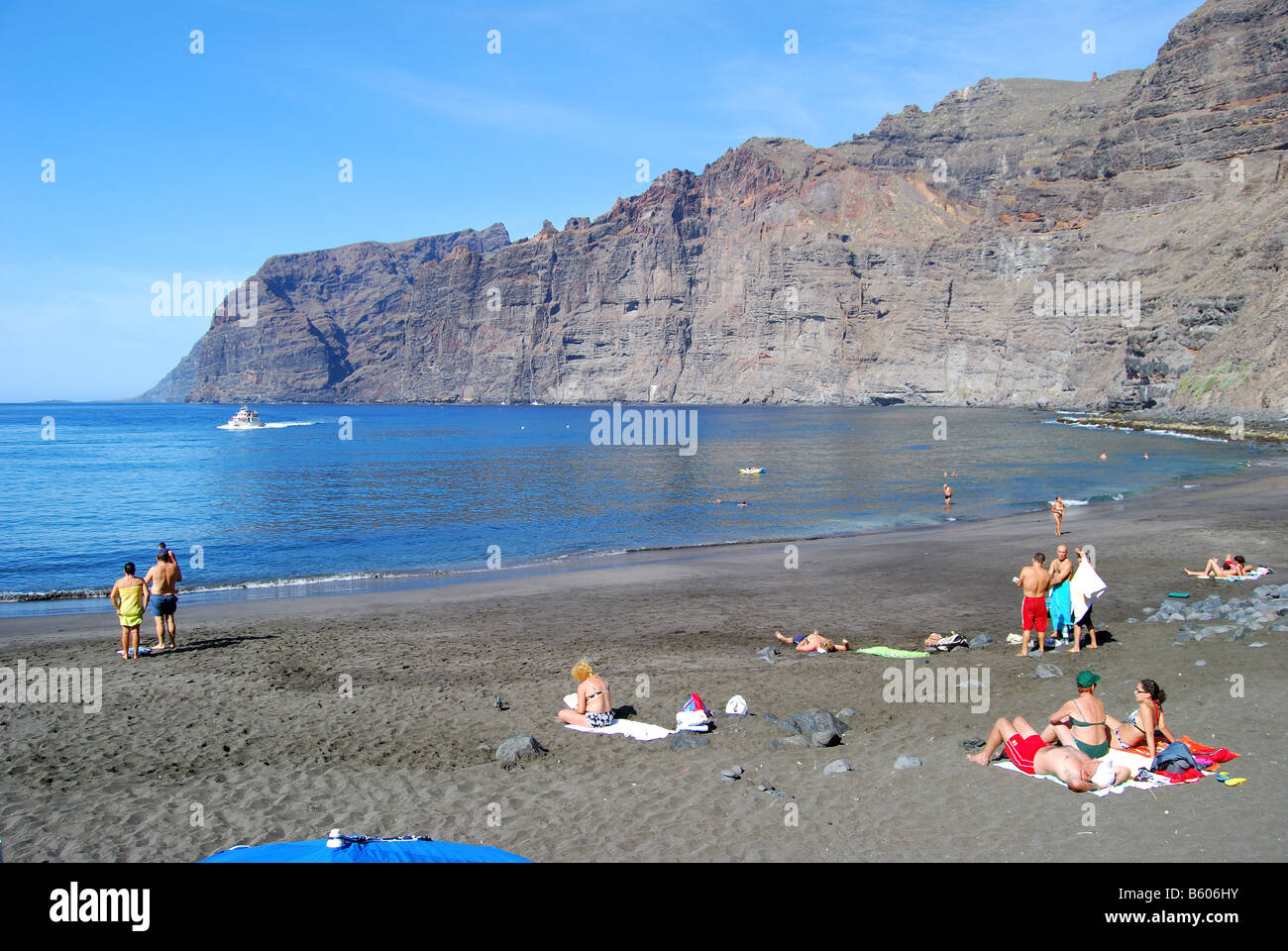 Black sand beach, Los Gigantes, Santiago del Teide, Tenerife, Canary Islands, Spain Stock Photo