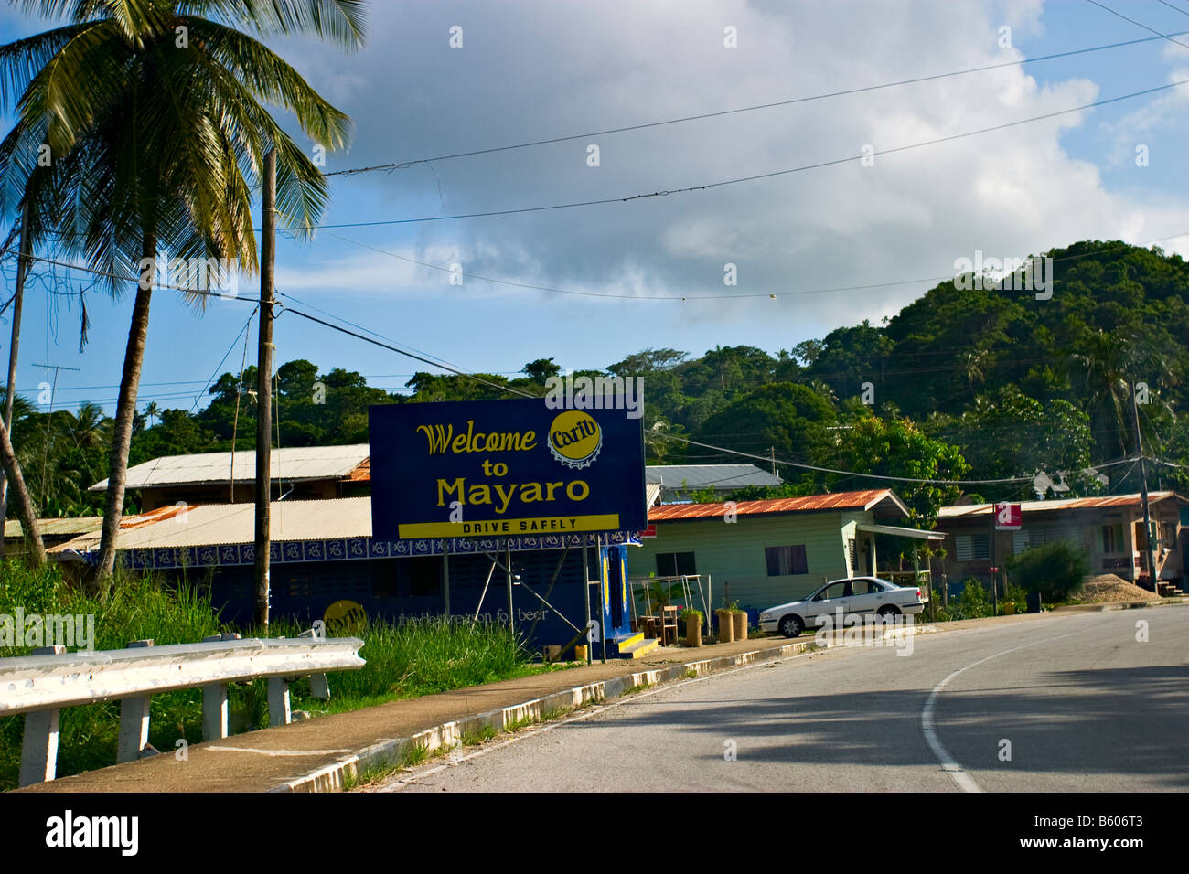 to Mayaro" sign, Trinidad, Trinidad & Tobago, Caribbean Stock