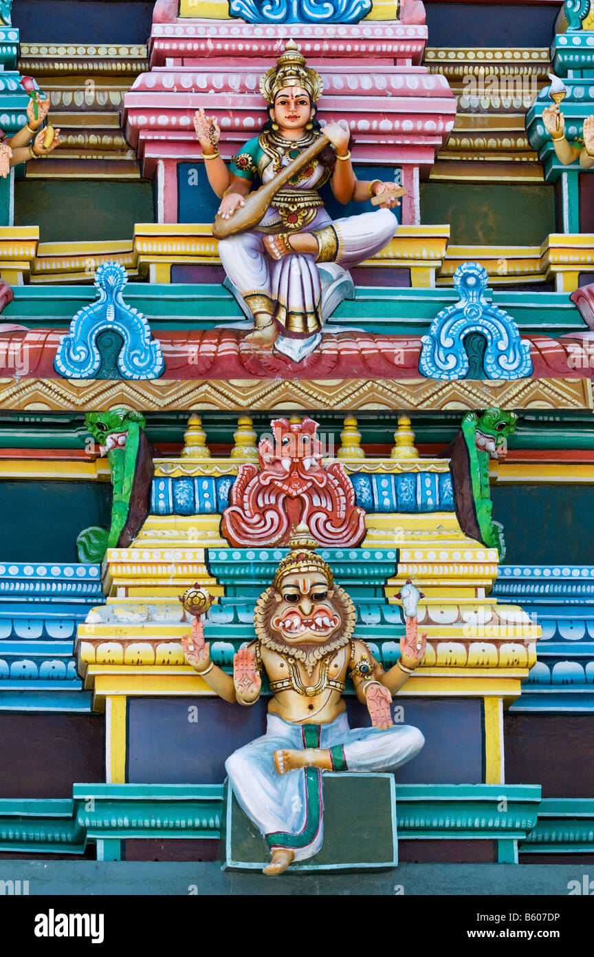Hindu deities, painted statue, on the Lord Lakshmi Narasimha Swamy ...