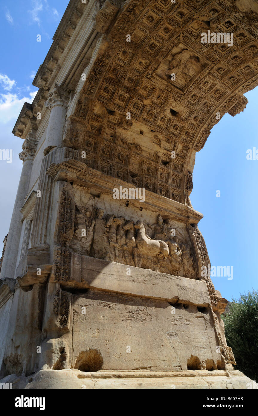 The Roman Forum with the Triumphal Arch of Titus, Rome Italy Stock ...