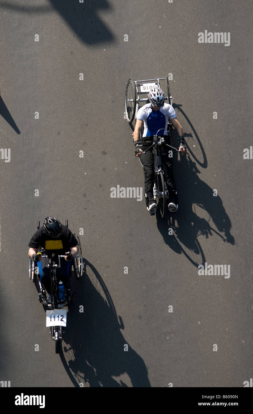 wheelchair riders in marathon race seen from above Stock Photo Alamy