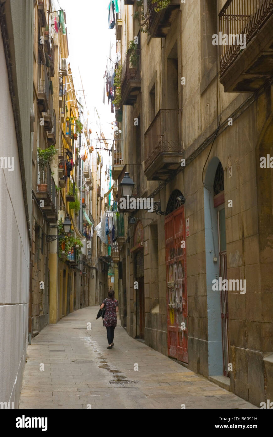 Alley in Barri Gotic Barcelona Europe Spain Stock Photo