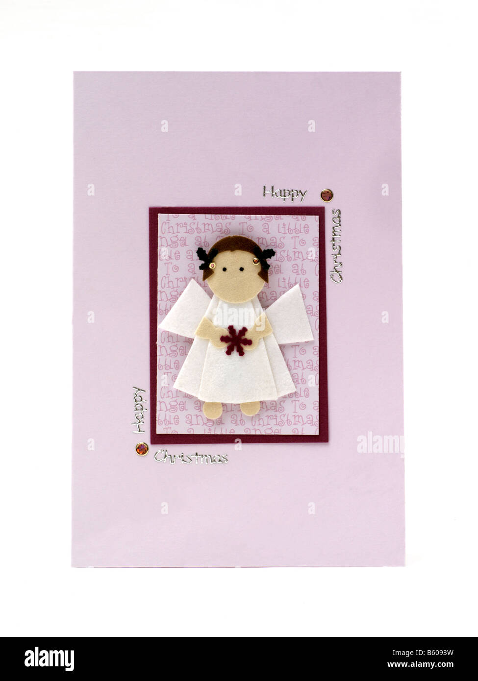 Handmade Christmas Card with an Angel Stock Photo