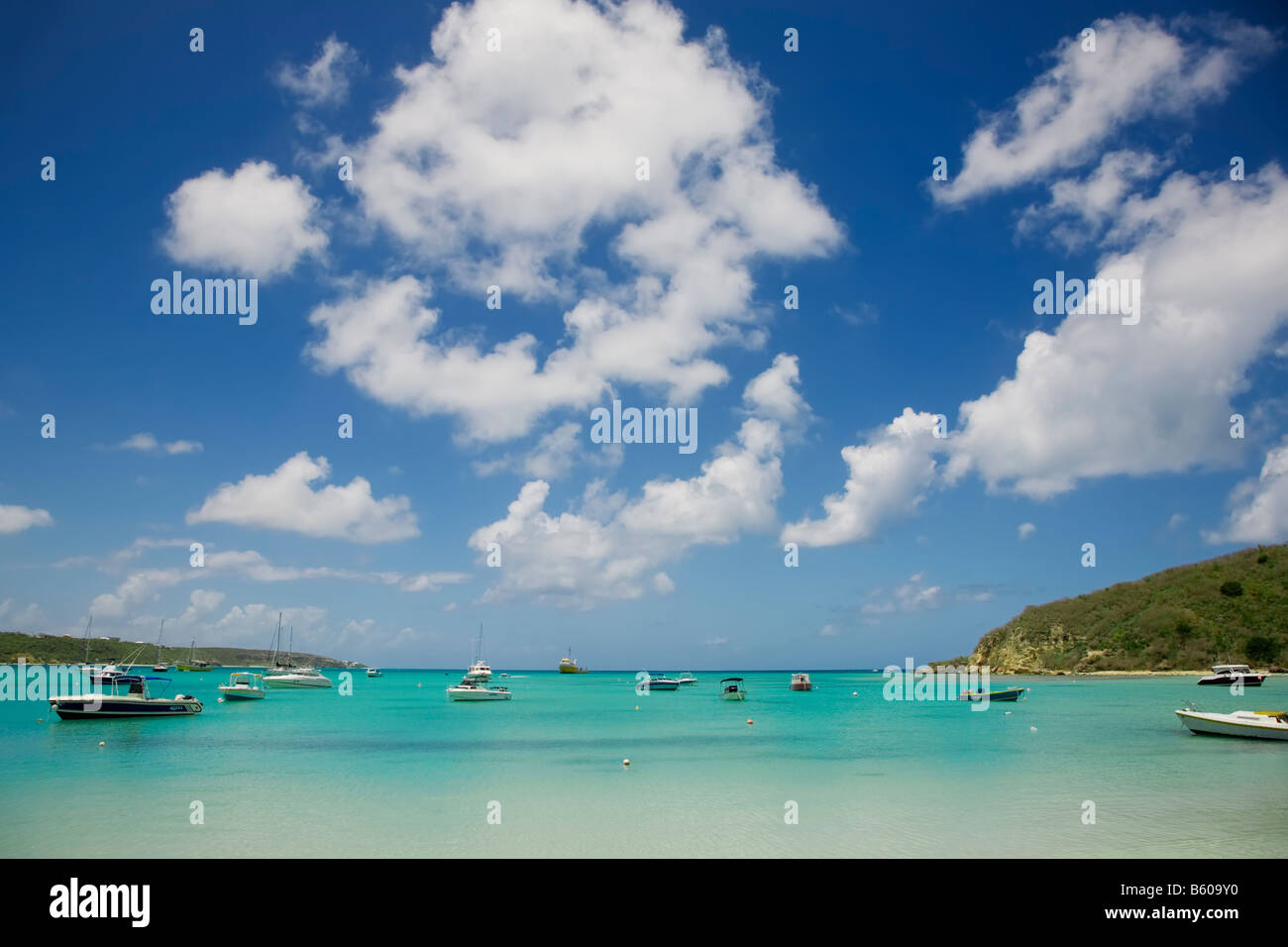 Road Bay in Sandy Ground area on the caribbean island of Anguilla in the British West Indies Stock Photo
