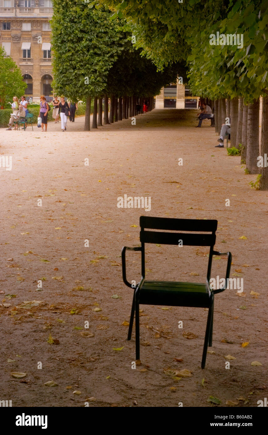Paris, France. Gardens of the Palais Royal. Chair Stock Photo