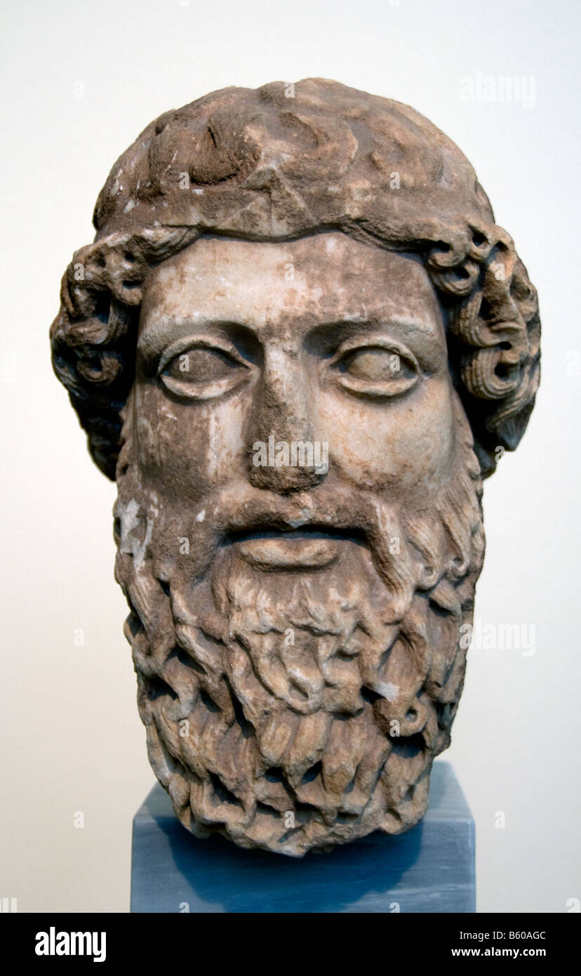 Bearded god zeus or hermes piraeus eetioneia Greek Greece Museum Stock Photo