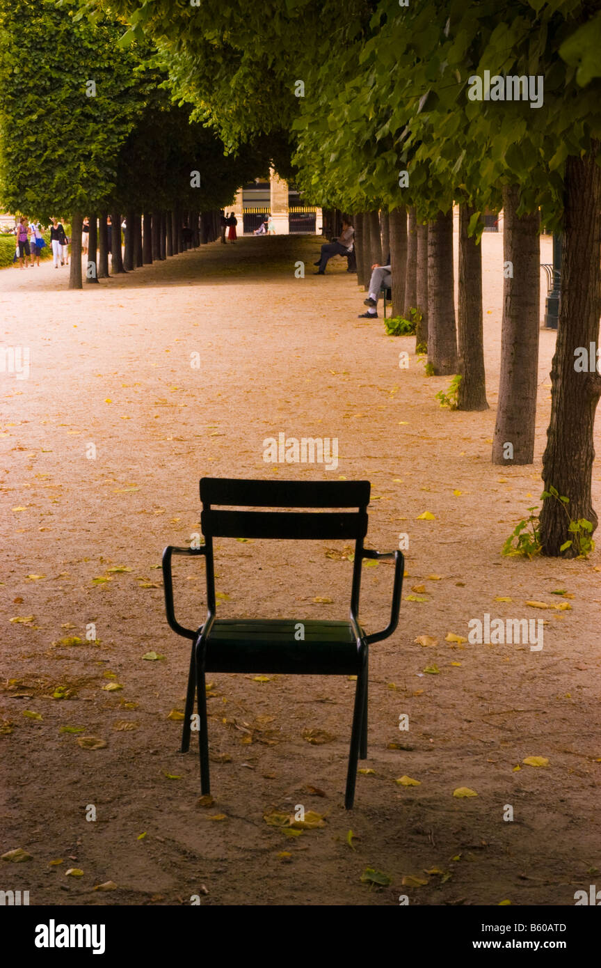 Paris, France. Gardens of the Palais Royal. Chair Stock Photo