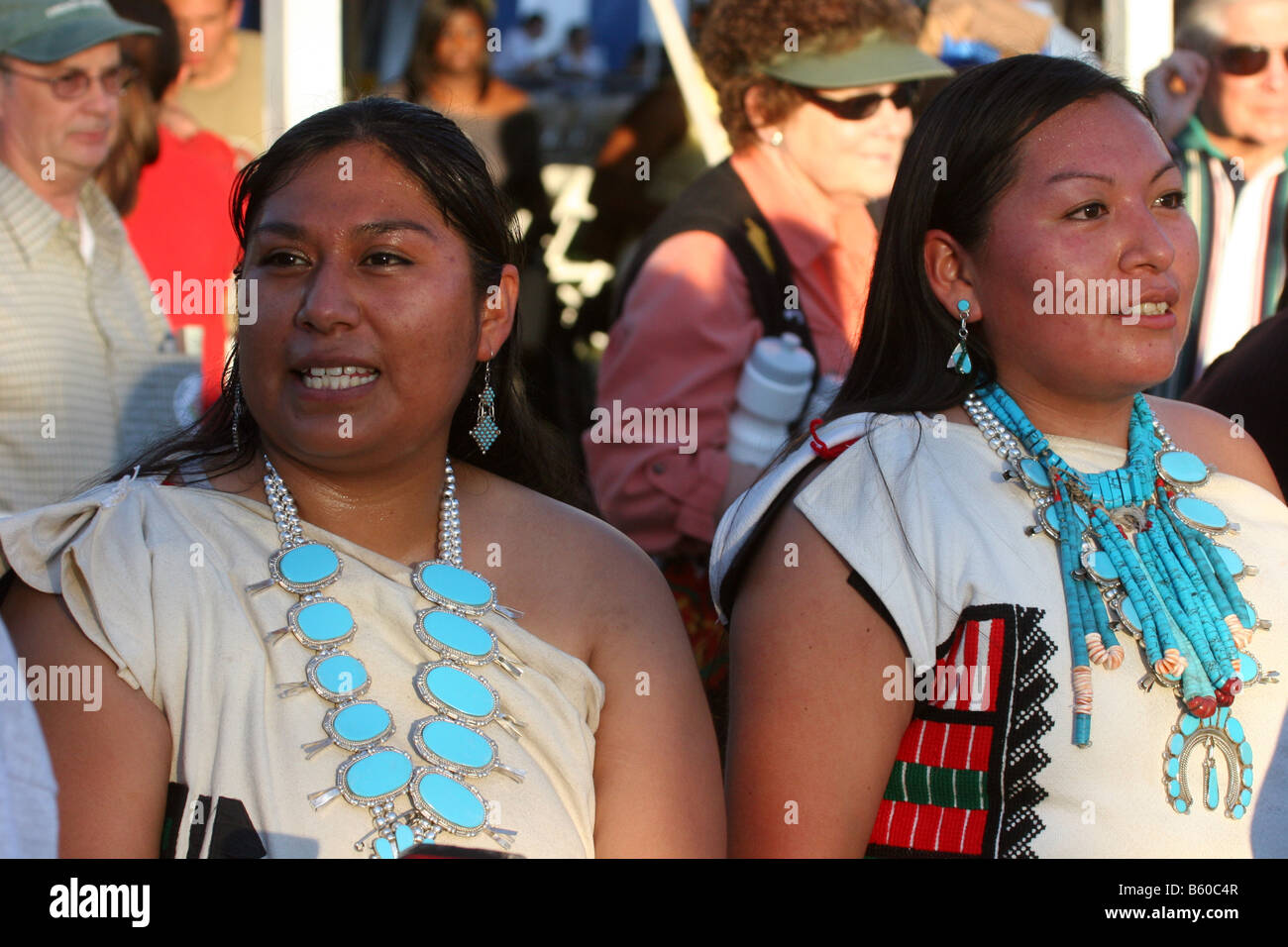 young Zuni native american women after a folk festival performance Stock Photo