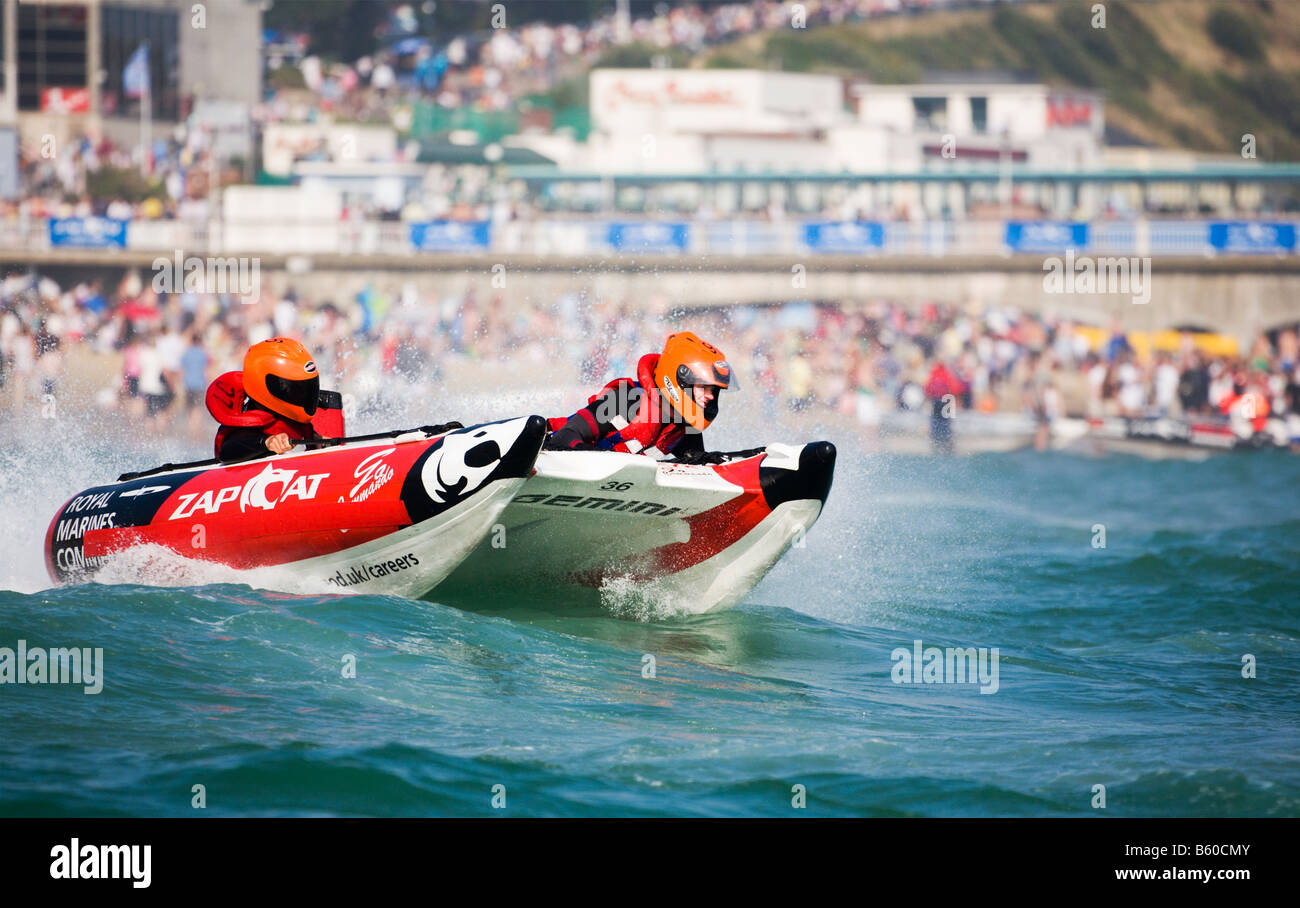 Zap Cat race, watched by crowds of people on Bournemouth beach, Dorset. UK. Stock Photo