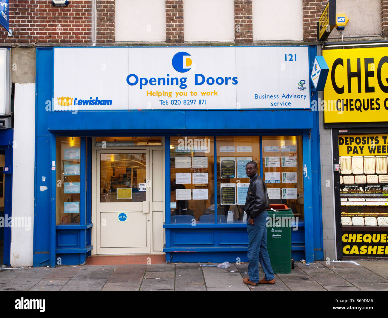 Lewisham Open Doors gives advice and assistance to people seeking work. Lewisham High Street London England Stock Photo