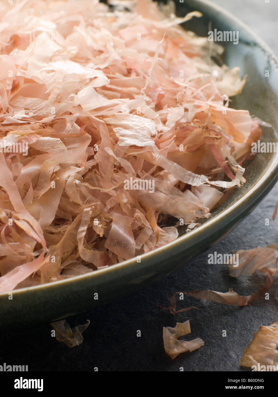 Bowl of Dried Bonito Flakes Stock Photo
