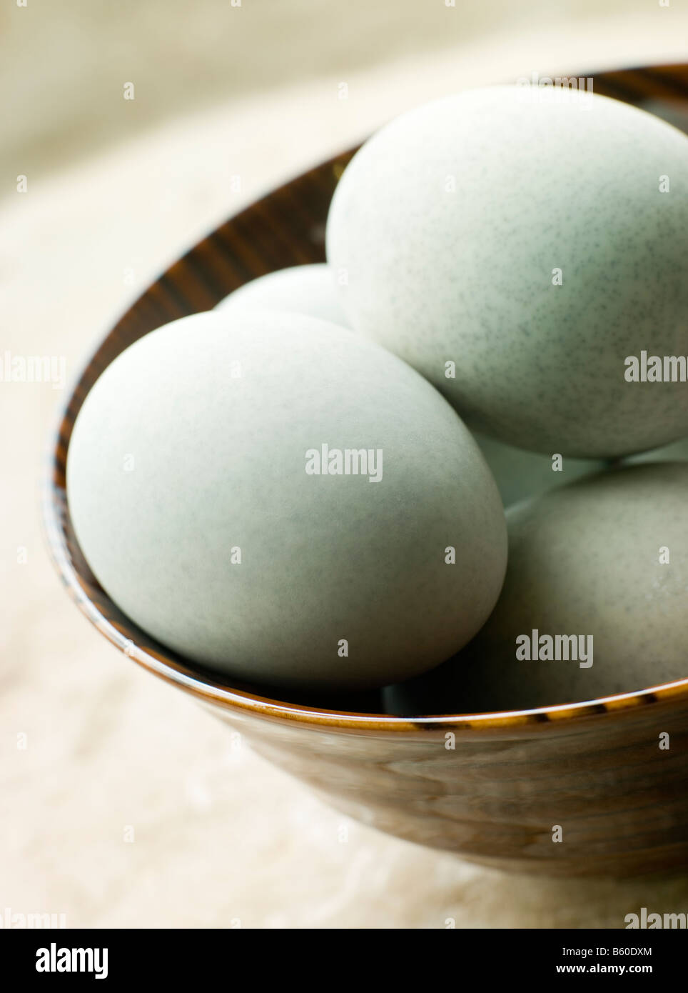Bowl of 1000 Year Salted Eggs Stock Photo