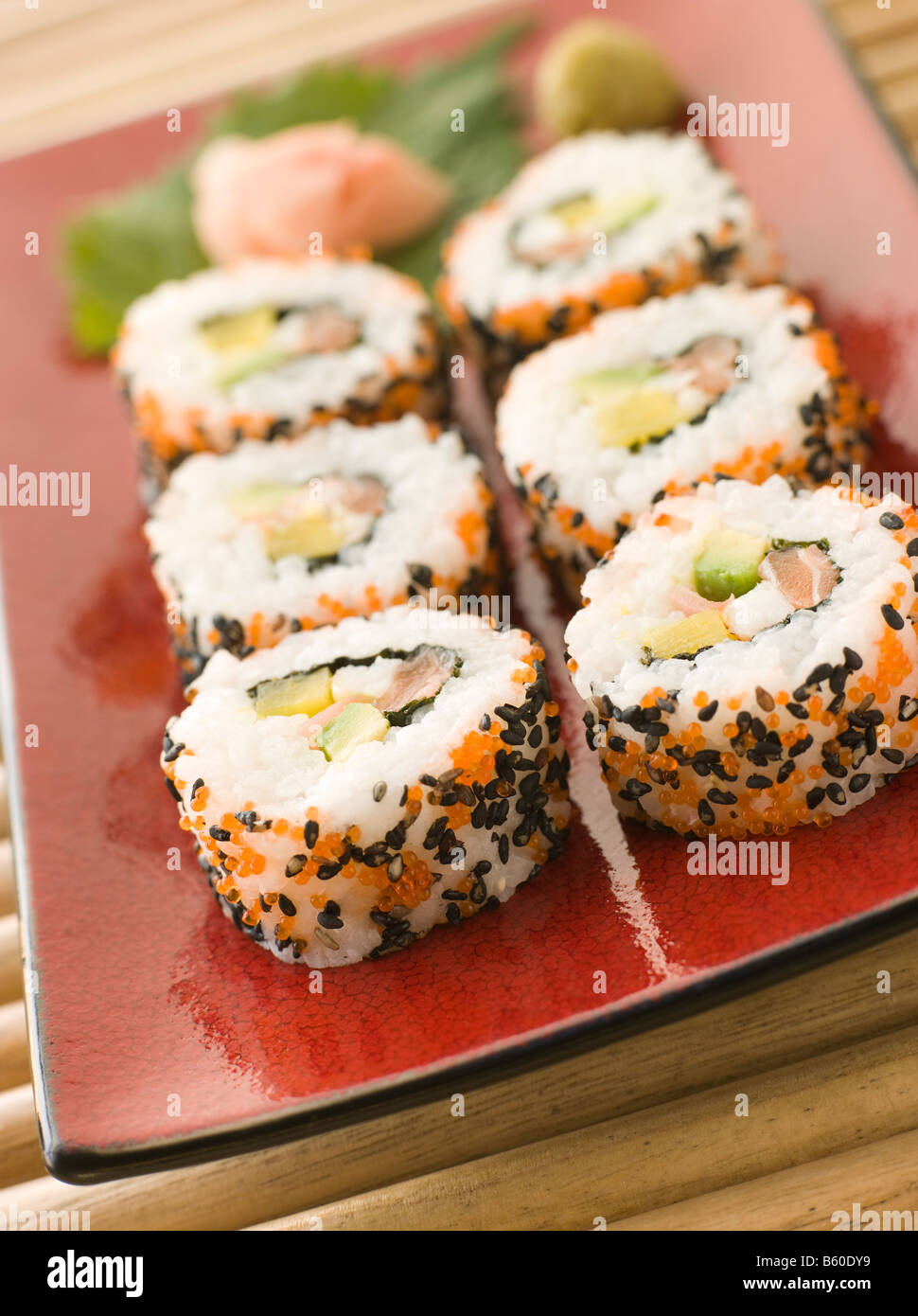Inside-out Sushi Rolls Stock Photo