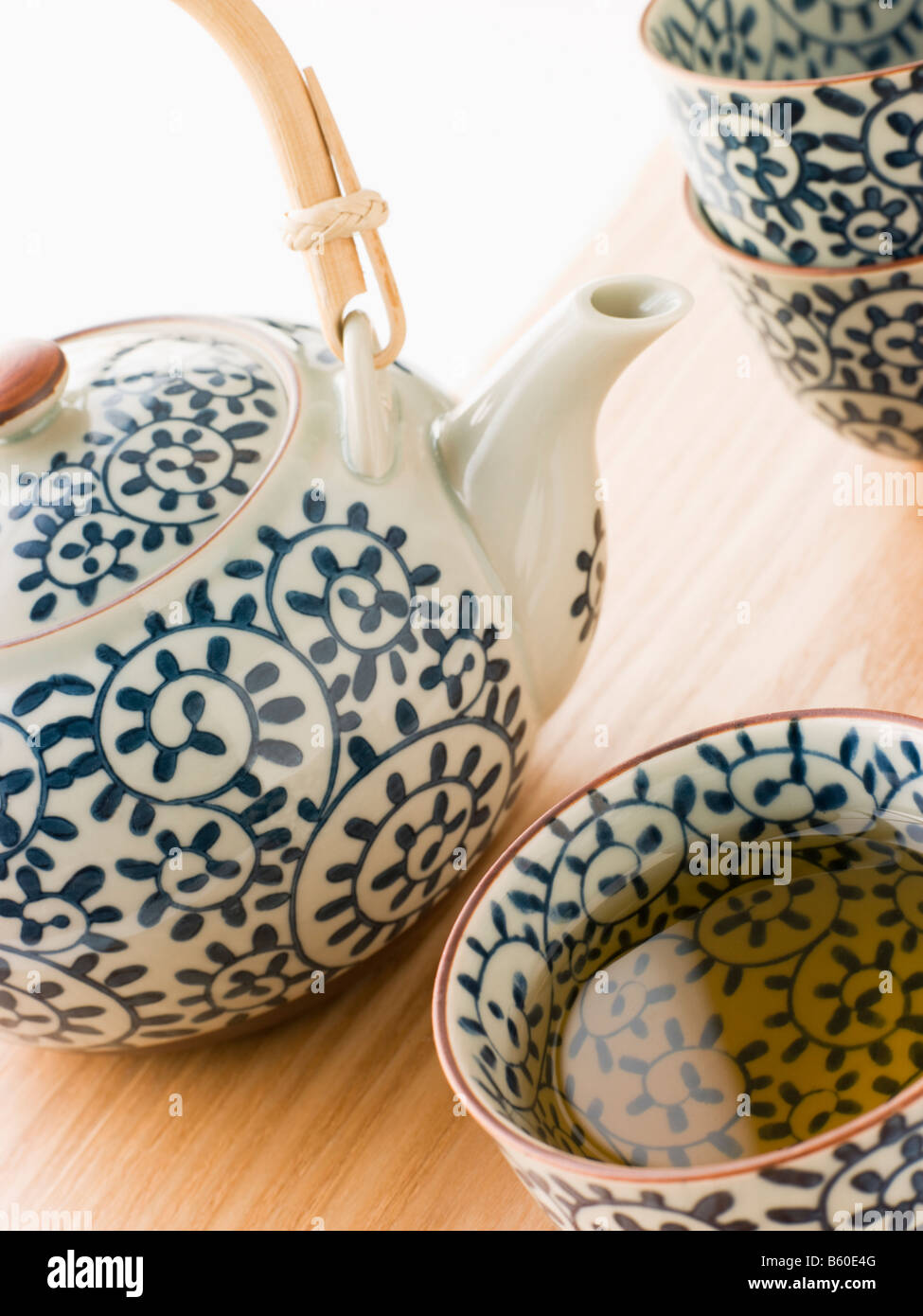 Cup of Japanese Green Tea with Tea Pot and Cups Stock Photo Alamy