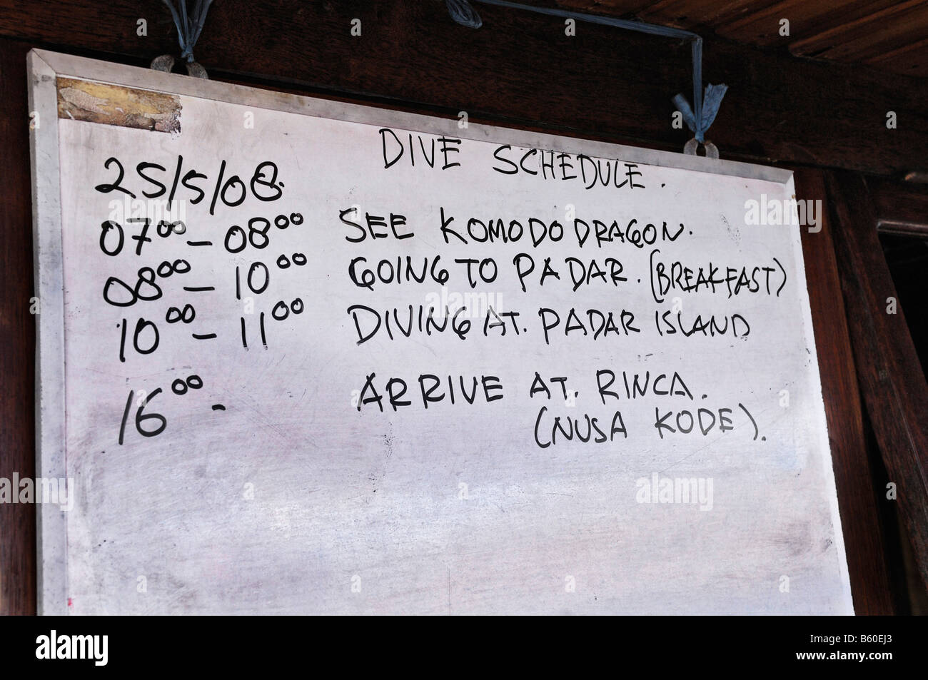 Diving schedule on the MS-Felicia, Komodo National Park, World Heritage Site, Komodo, Indonesia, Asia Stock Photo
