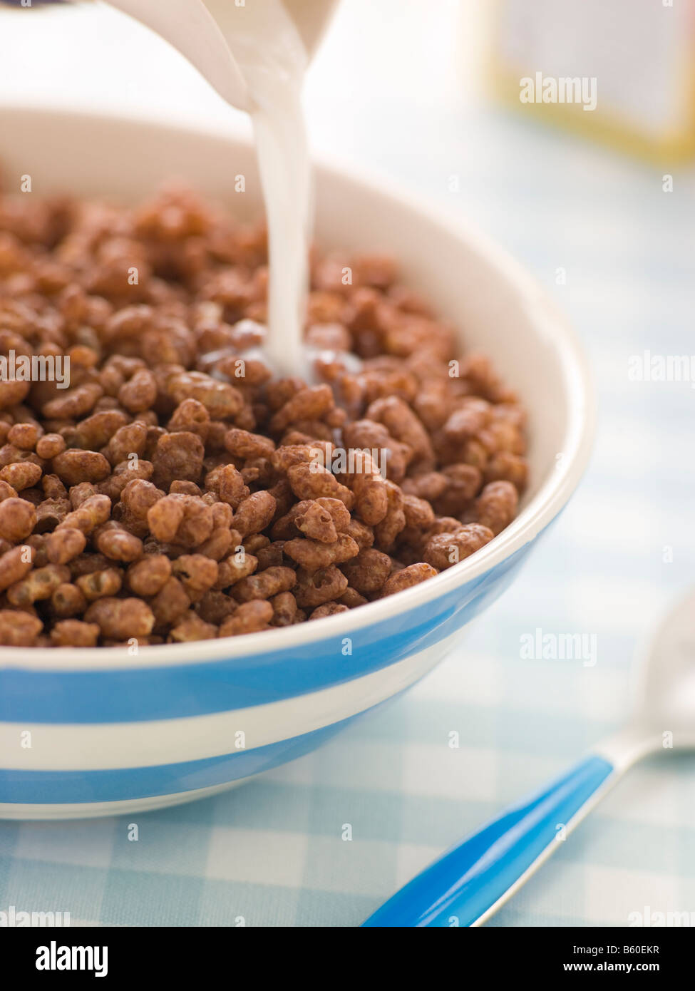 Chocolate coated Puffed Rice Cereal Stock Photo