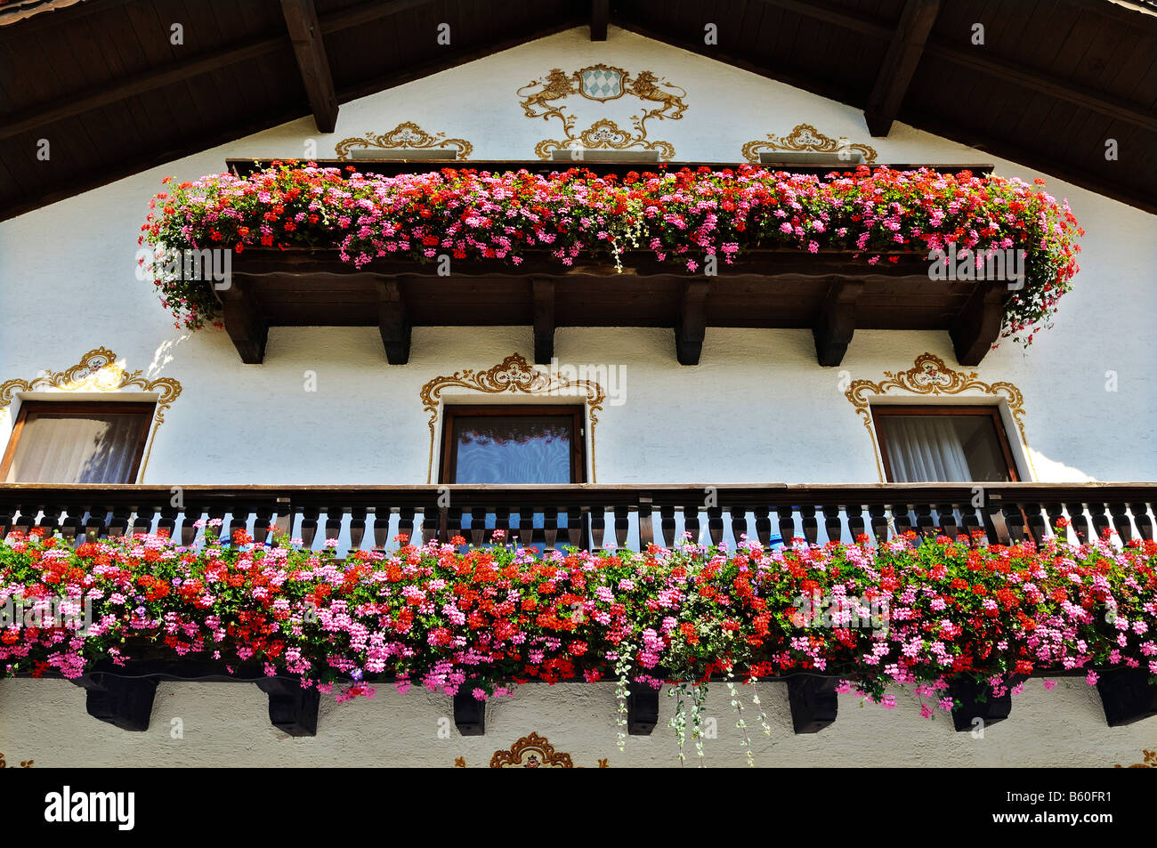 Bavaria germany traditional balcony flowers hi-res stock photography ...