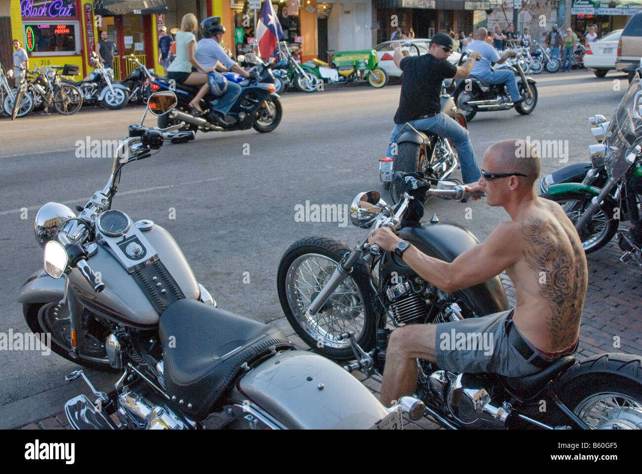 Republic of Texas Biker Rally at W 6th Street in Austin Texas USA Stock Photo