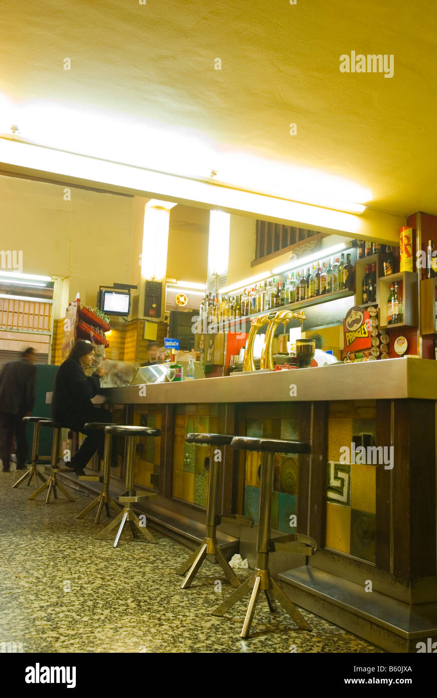 Bar interior in Barri Gotic district of Barcelona Spain Europe Stock Photo