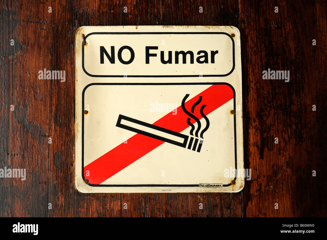 No Fumar, old No Smoking sign, Spain, Europe Stock Photo