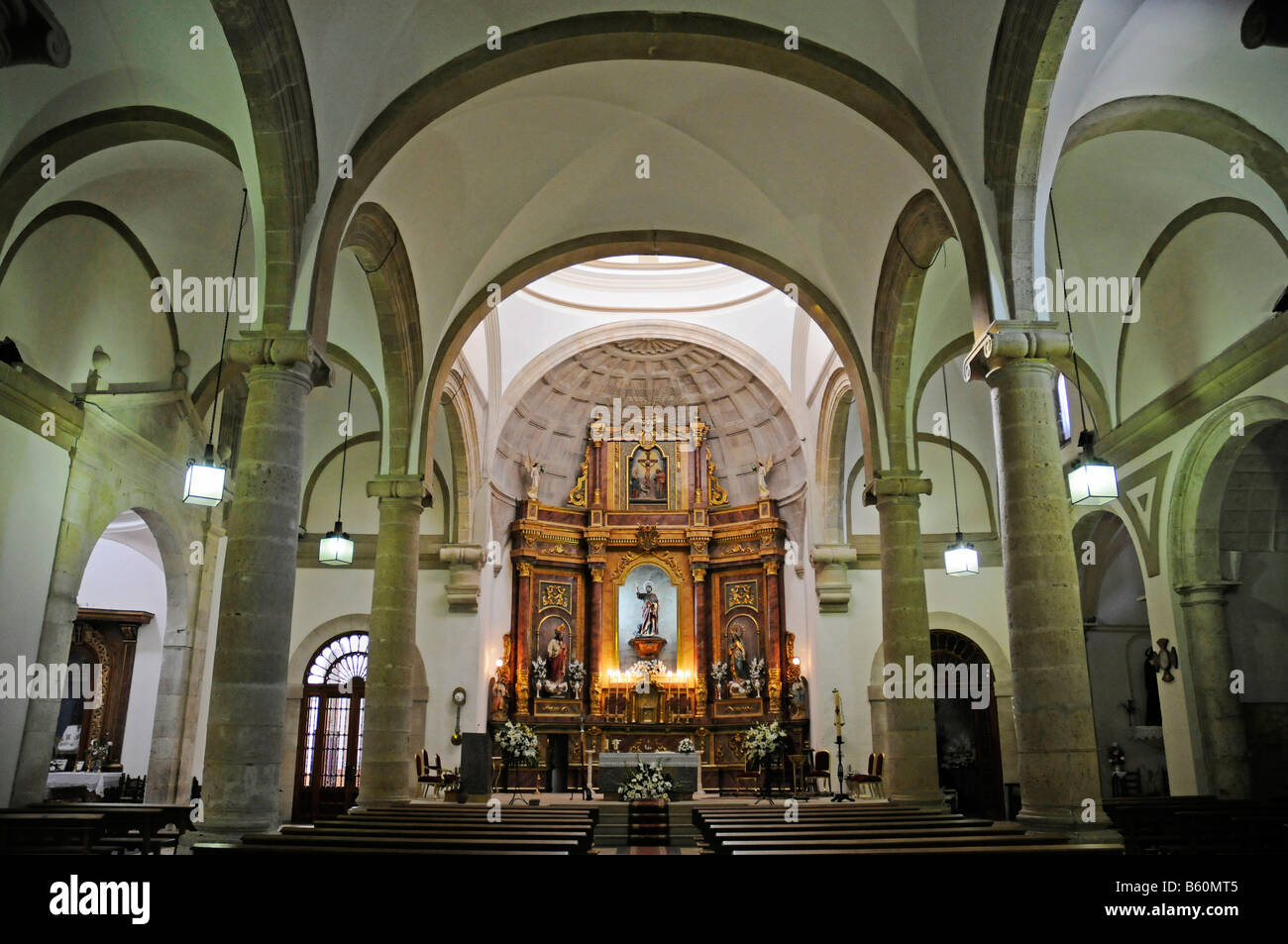 Interior shot of San Bartolome Church, Tarazona de la Mancha, Castile-La Mancha, Spain, Europe Stock Photo