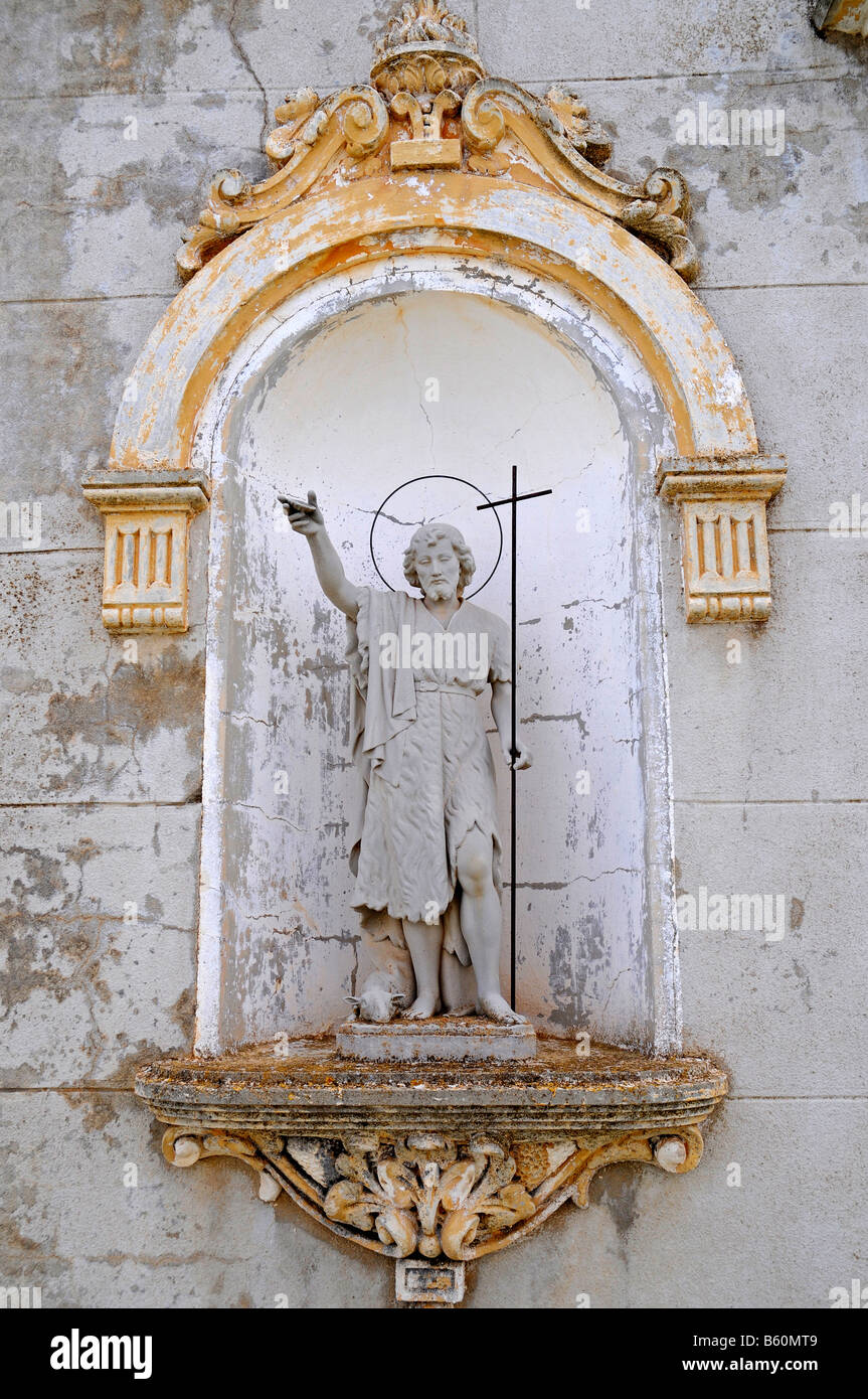 Figurine of a saint, cemetery, Tarazona de la Mancha, Castile-La Mancha, Spain, Europe Stock Photo