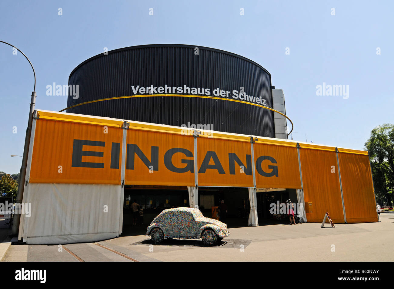 Car, VW Beetle, entrance, Verkehrshaus, Swiss museum of transportation in Lucerne, Switzerland