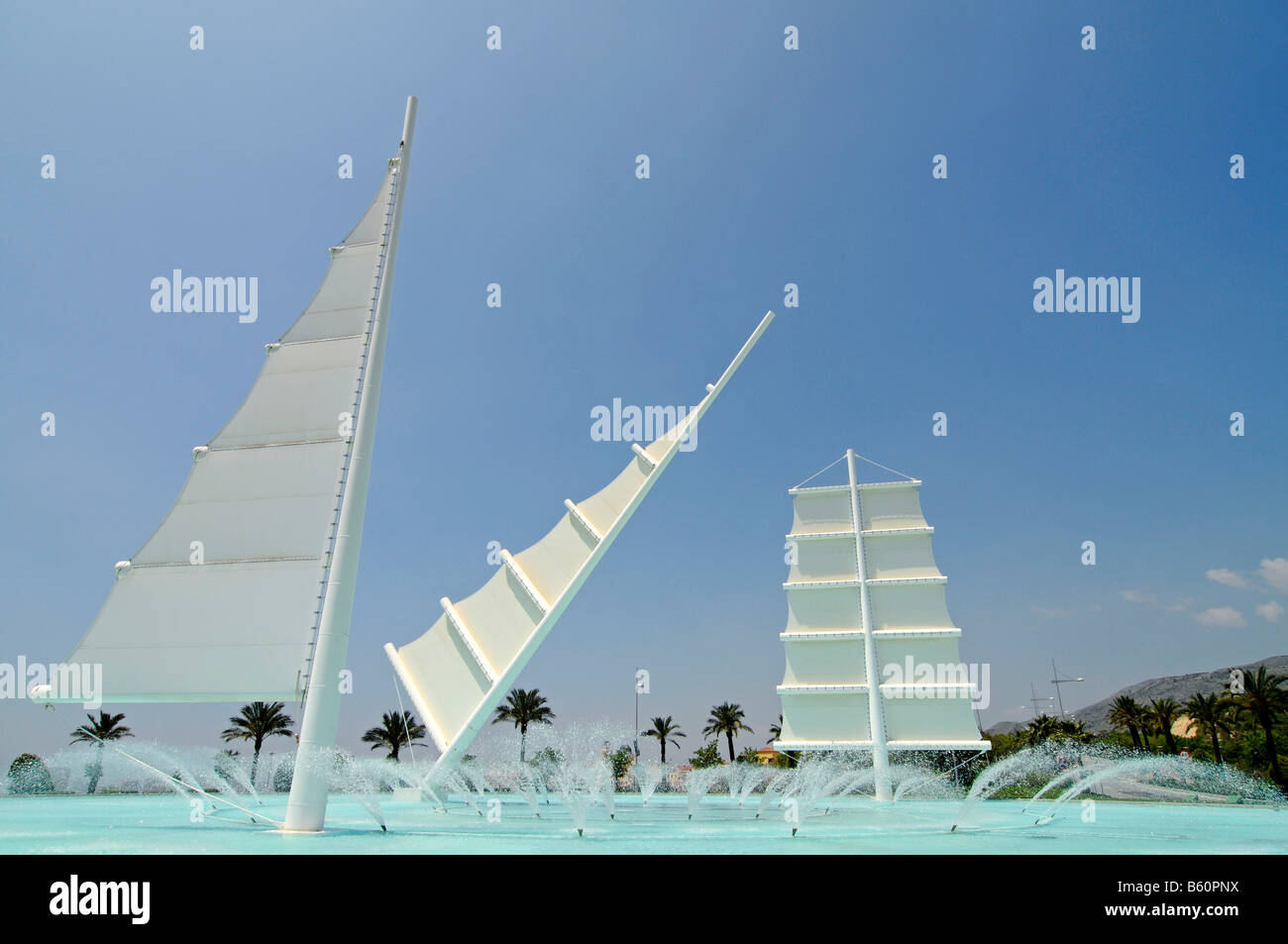 Glorieta Aire, sails, monument, fountain, roundabout, access road to