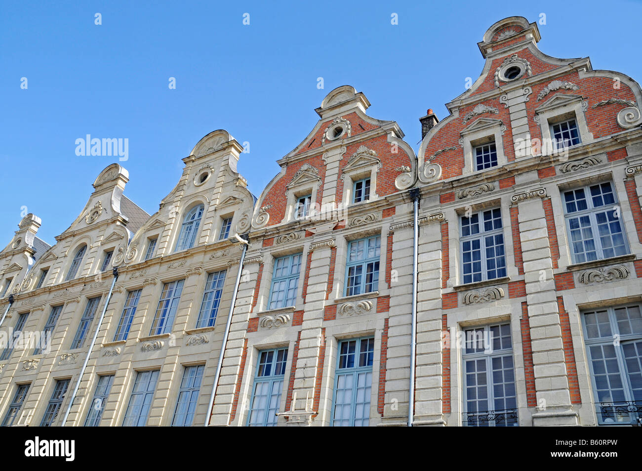 House facades, gabled houses, square, Place des Heros, Arras, Nord Pas de Calais, France, Europe