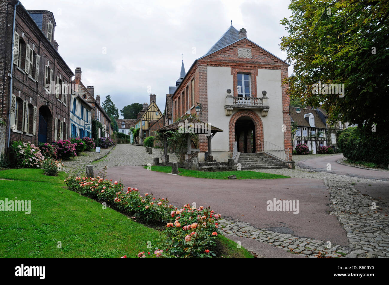 Streets, houses, old, historic, small village, town view, Gerberoy, Picardie, France, Europe Stock Photo