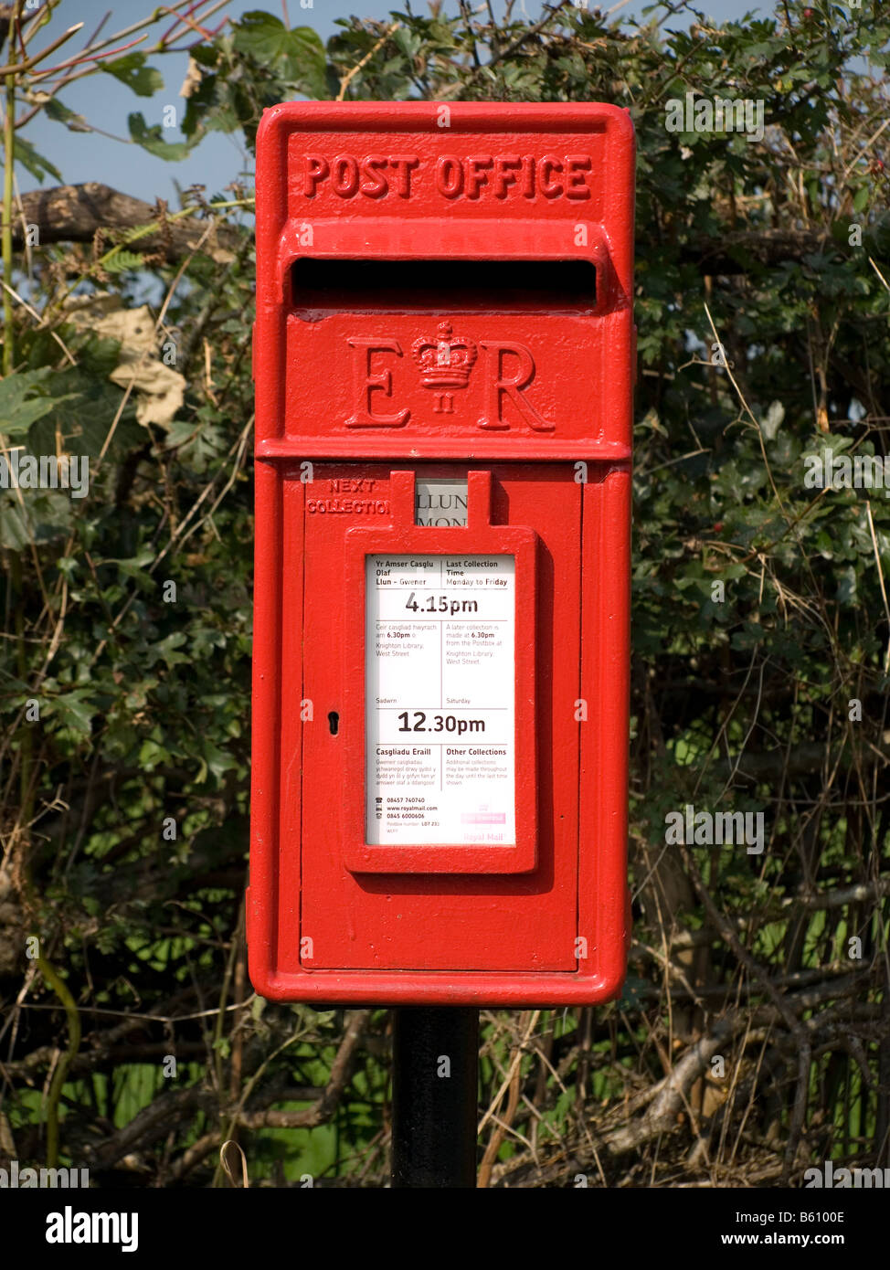 Rural Post box Powys Mid Wales Stock Photo