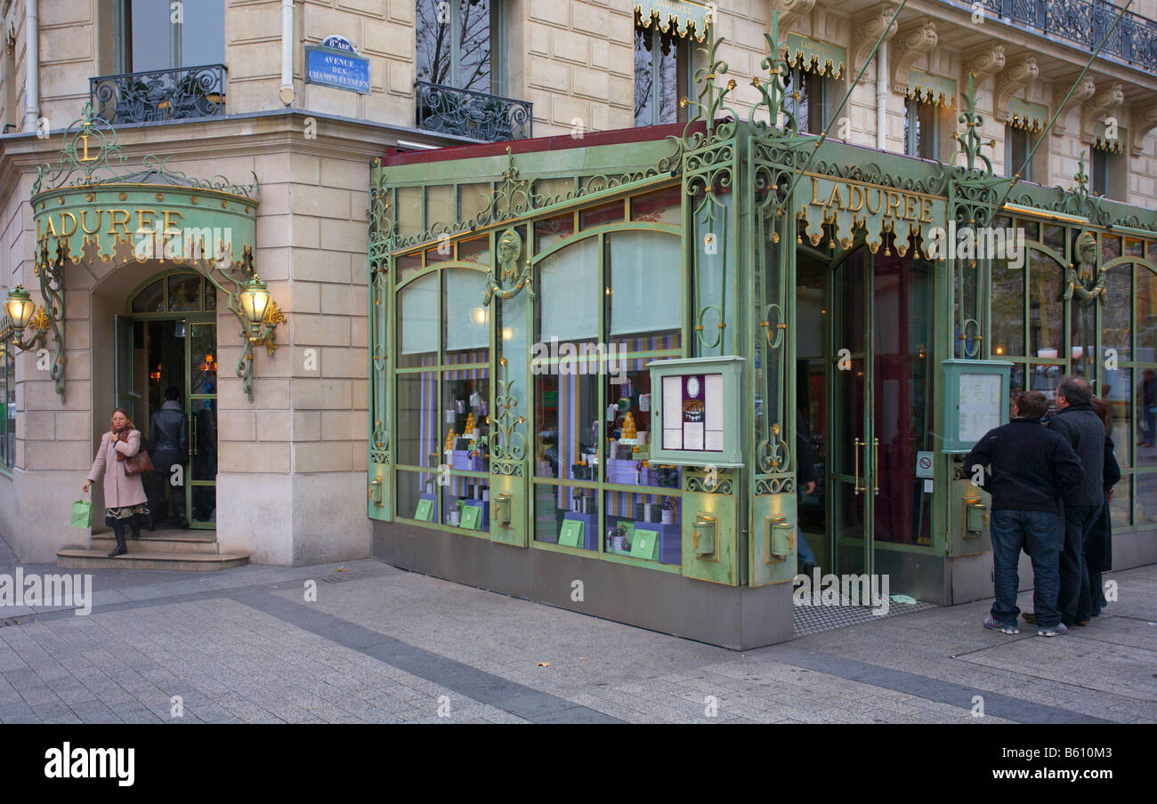 Laduree High Class tearoom at Champs Elysees Paris France Stock Photo