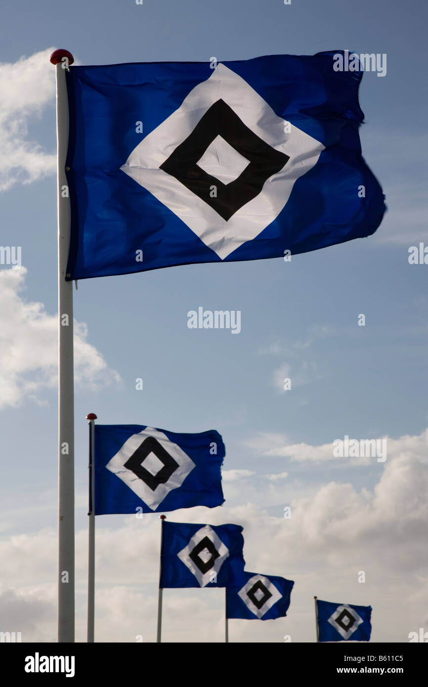 Flags of the Hamburger Sport Verein, or HSV, being flown as part of the