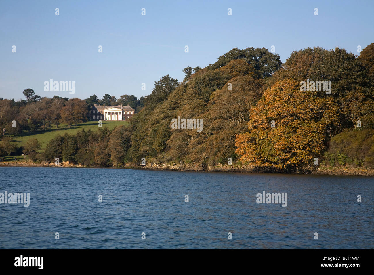 trelissick house from river fal cornwall Stock Photo