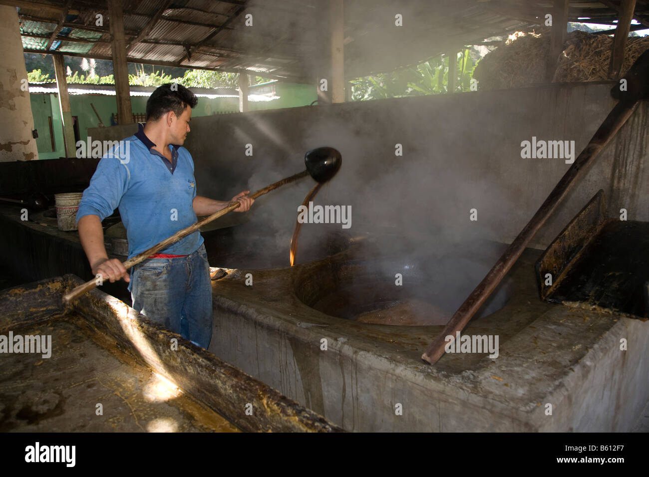 Sugar cane, workers cooking the sugary juice, Venezuela, South America