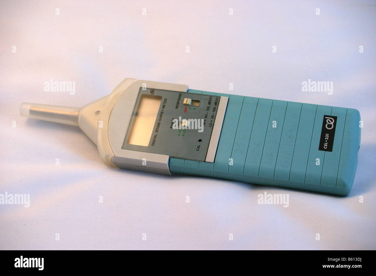 digital sound survey meter or noise level meter used for measuring noise levels to determine nuisance Stock Photo