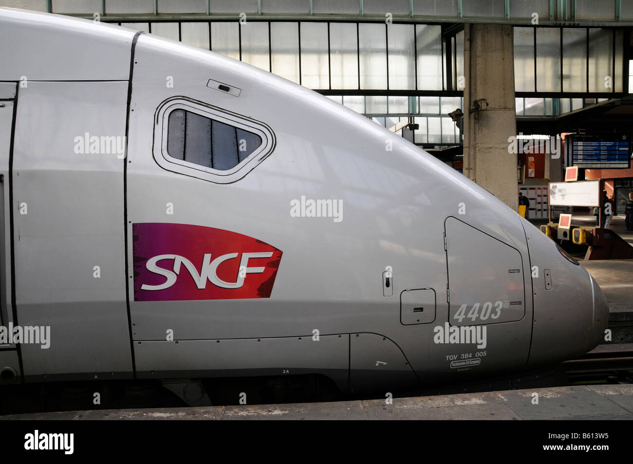 Front of TGV, train to Paris, Stuttgart Central Station, Baden-Wuerttemberg Stock Photo