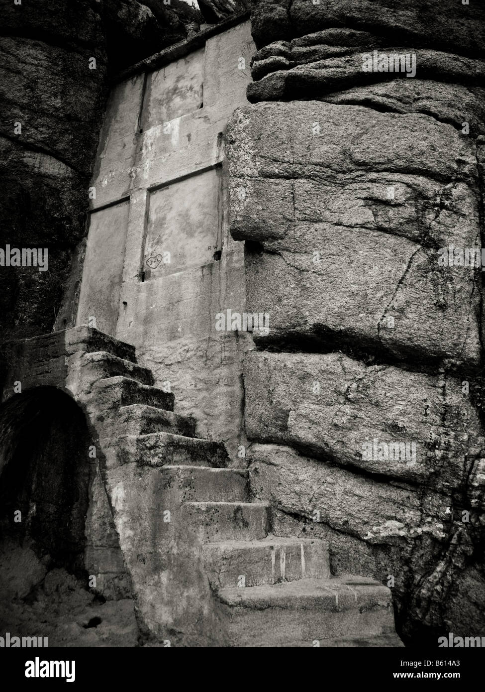 Smallest house in Porthcurno, now disused. Inside 2 tiny rooms, staircase. Built by Rowena Cade