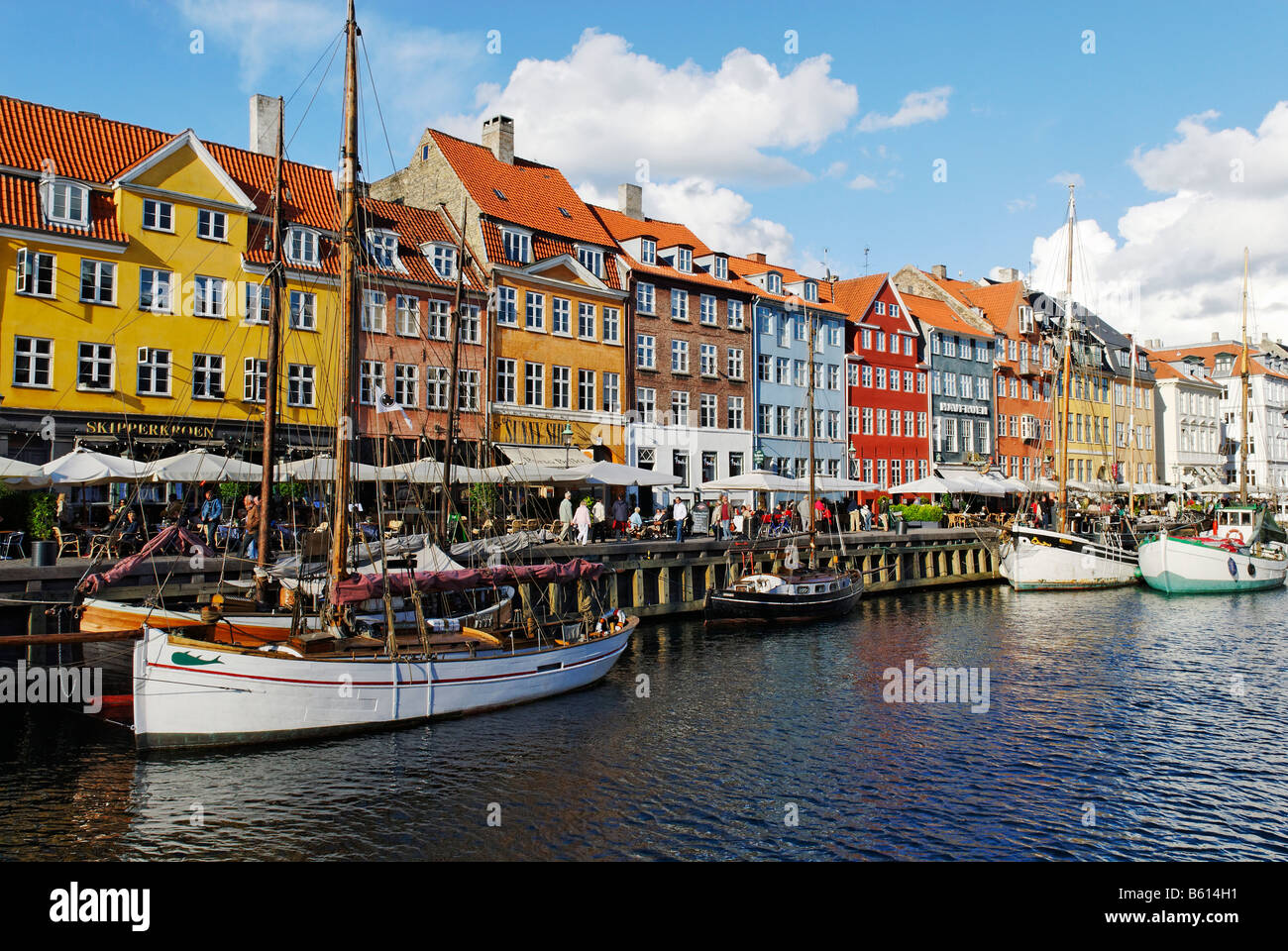 Historic boats in Nyhavn Harbour, Copenhagen, Denmark, Scandinavia ...