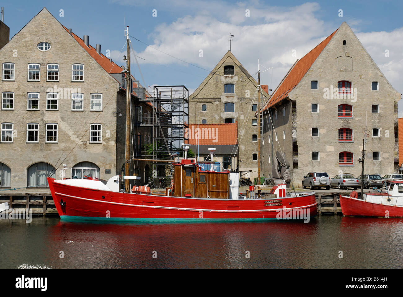 Historic Cutter in the old docks of Christianshavn, Copenhagen, Denmark, Scandinavia, Europe Stock Photo