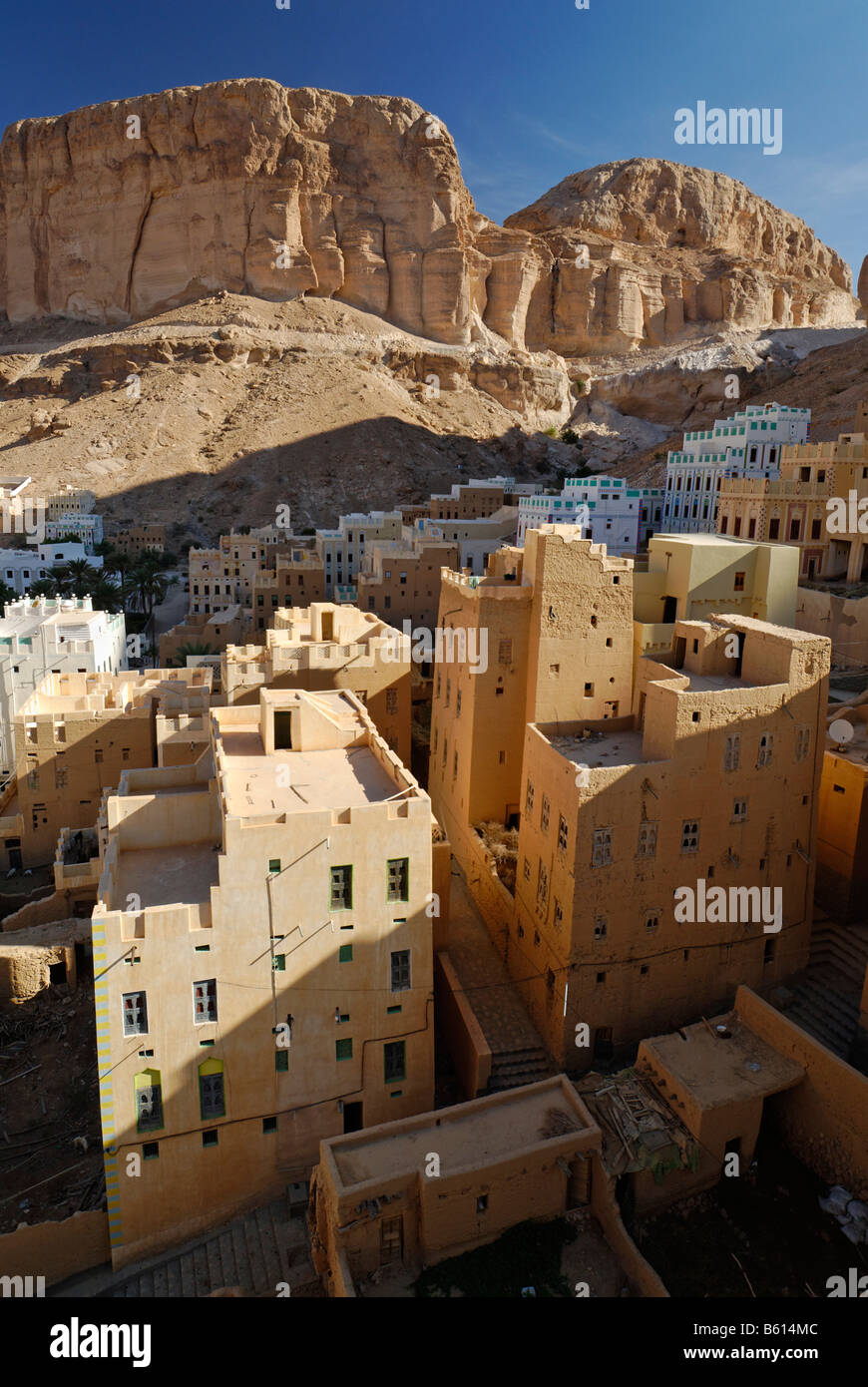 Town of Khaylla, Khaylah, Wadi Doan, Wadi Hadramaut, Yemen, Arabia, the Middle East Stock Photo